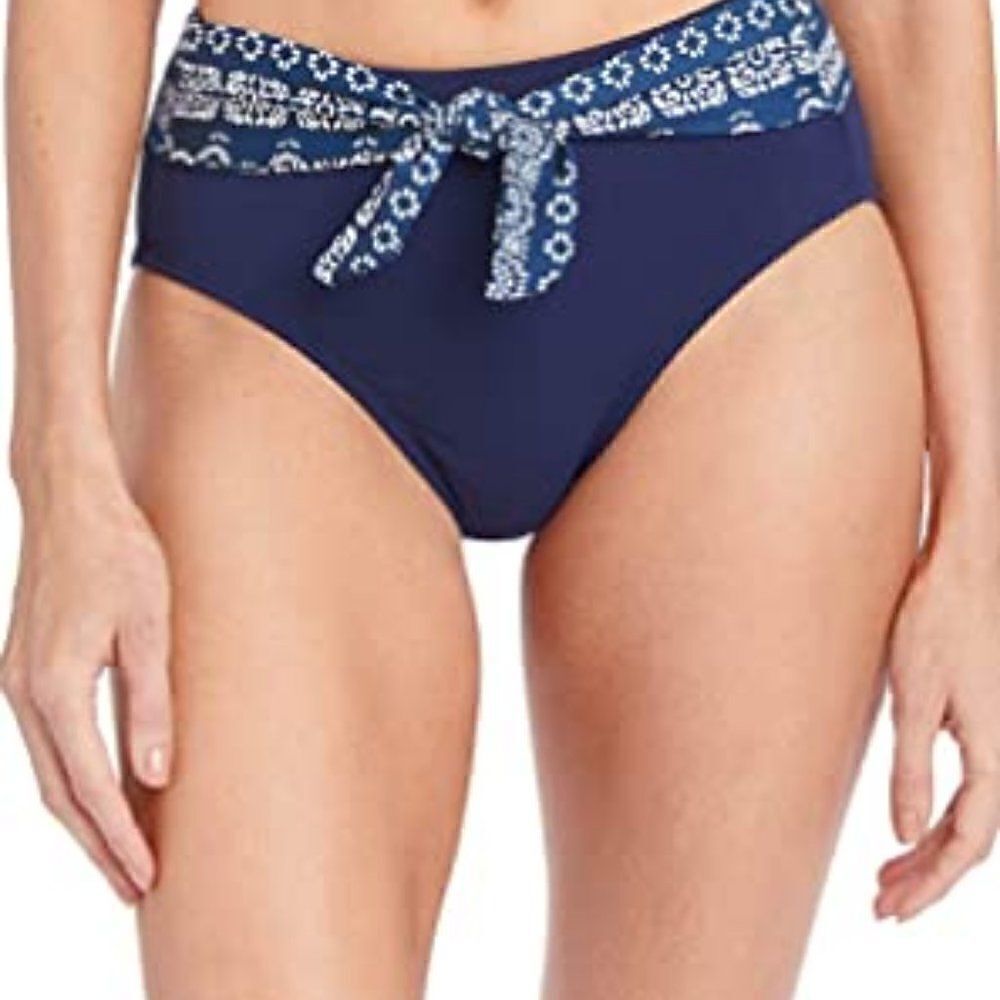 NWT Robin Piccone Blue Bandana High Waist Bikini Bottoms M